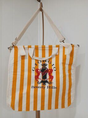 SHARDS Vibe Vintage 80's Iconic Giorgio Beverly Hills Canvas Beach Tote+Pin